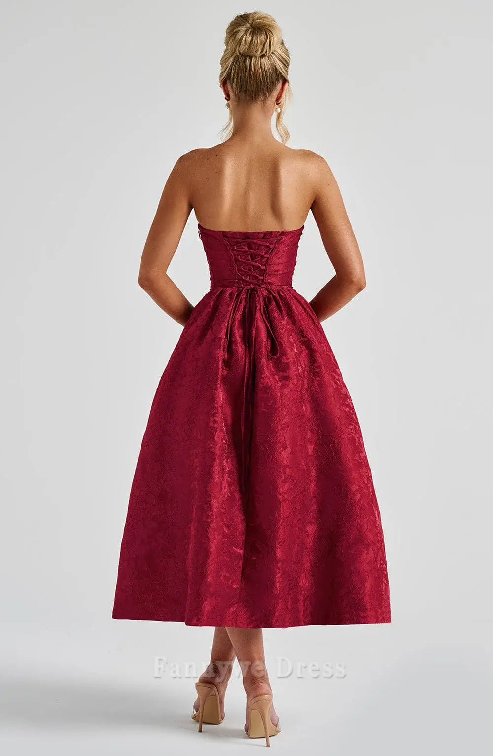 A-line Strapless Tea Length formal dresses Bridesmaid Dresses evening gown Prom Dress